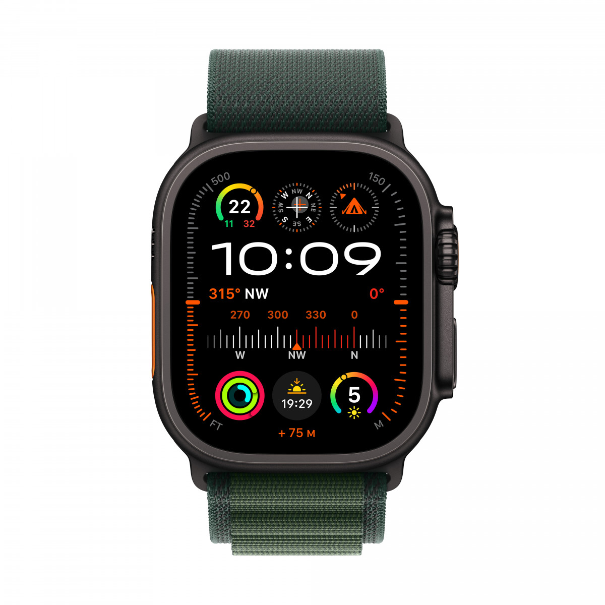 Apple Watch Ultra 2 - поколения, черный циферблат с темно-зеленым Alpine Loop M 
