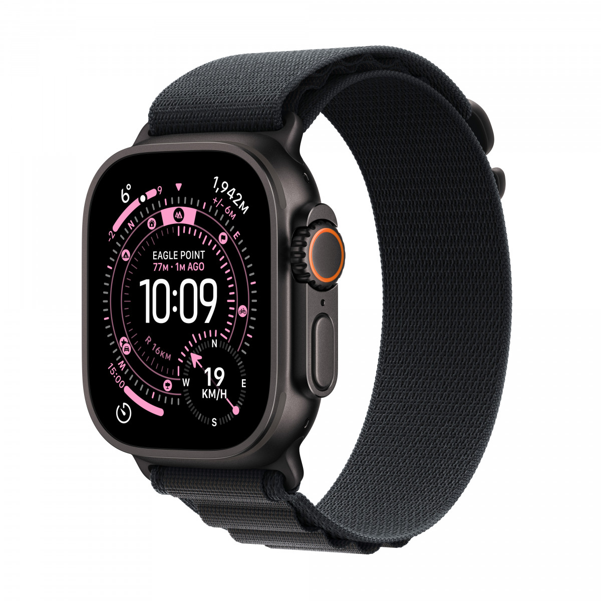 Apple Watch Ultra 3 - поколения, черный циферблат с черным Alpine Loop M 