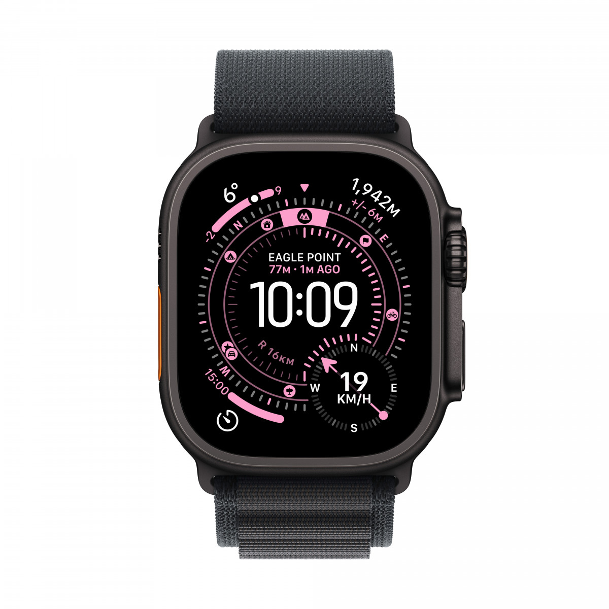 Apple Watch Ultra 3 - поколения, черный циферблат с черным Alpine Loop M 