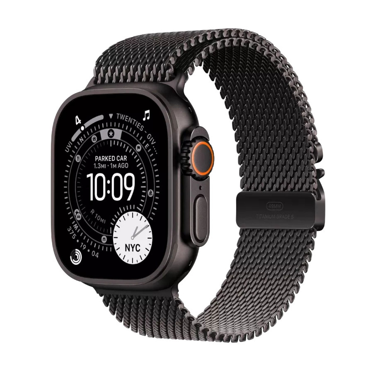 Apple Watch Ultra 3 - поколения, титановый циферблат с черной Миланской петлейM