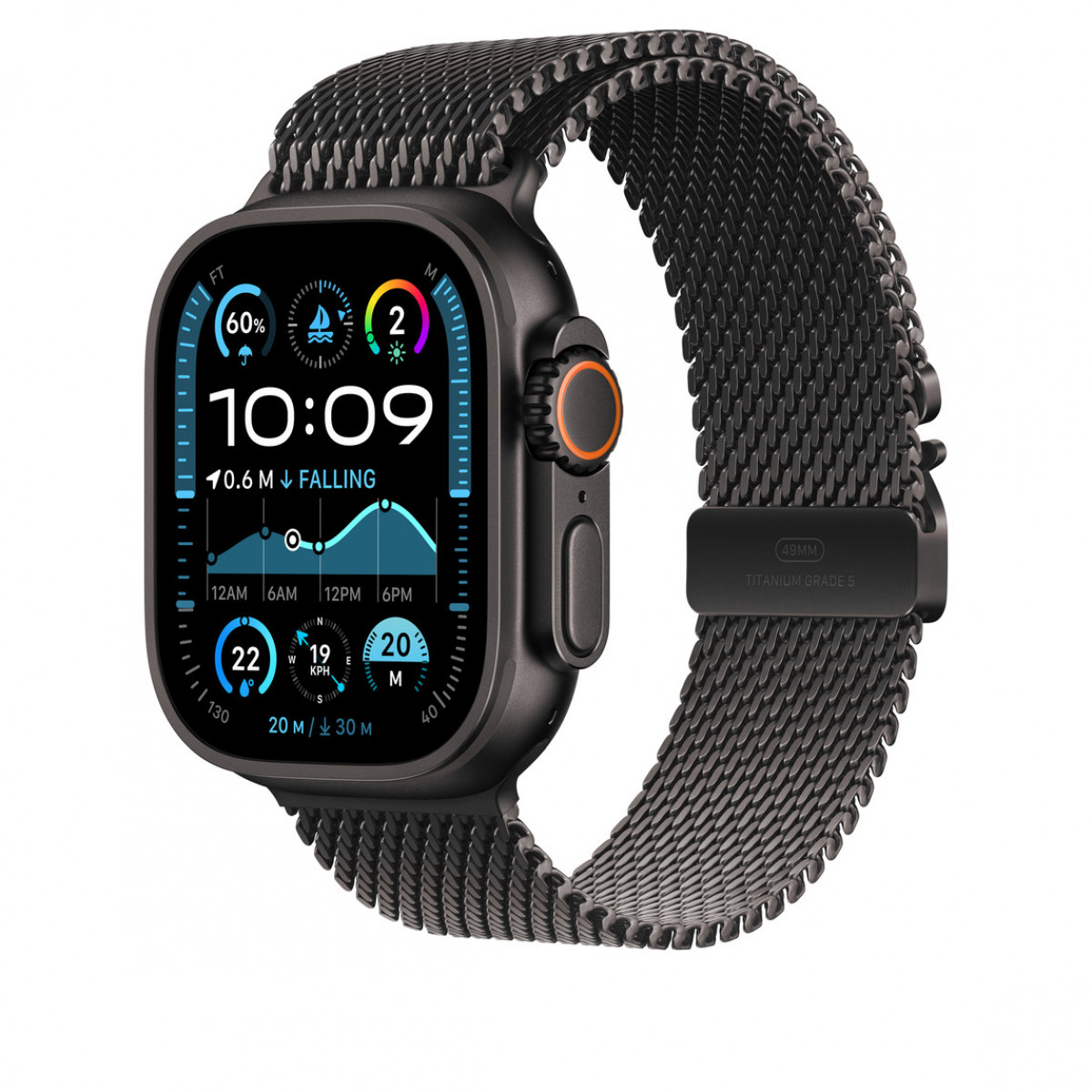 Браслет Apple Watch 49мм, миланский сетчатый, Черный