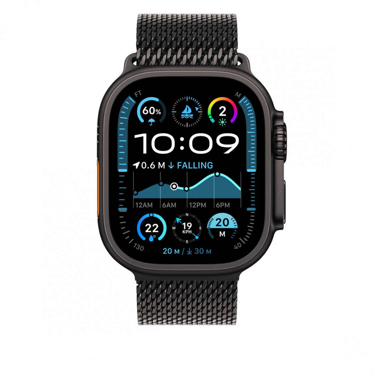 Браслет Apple Watch 49мм, миланский сетчатый, Черный