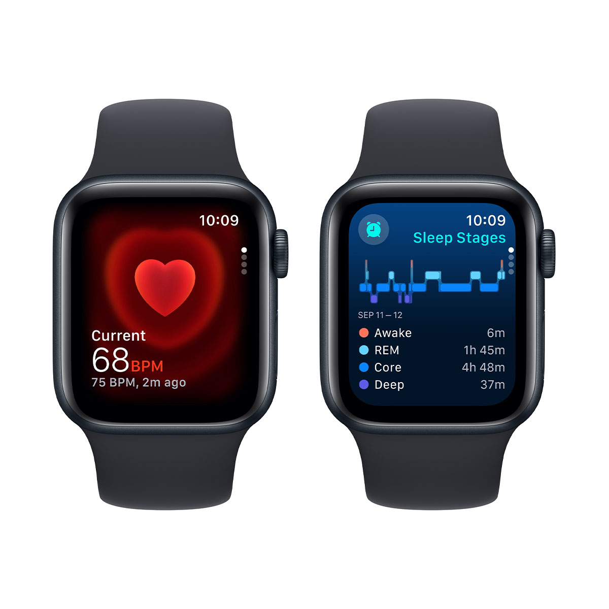 Apple Watch SЕ 2-пок. GPS, 40мм, Темная ночь, Спортивный ремешок цвета "темная ночь" M/L