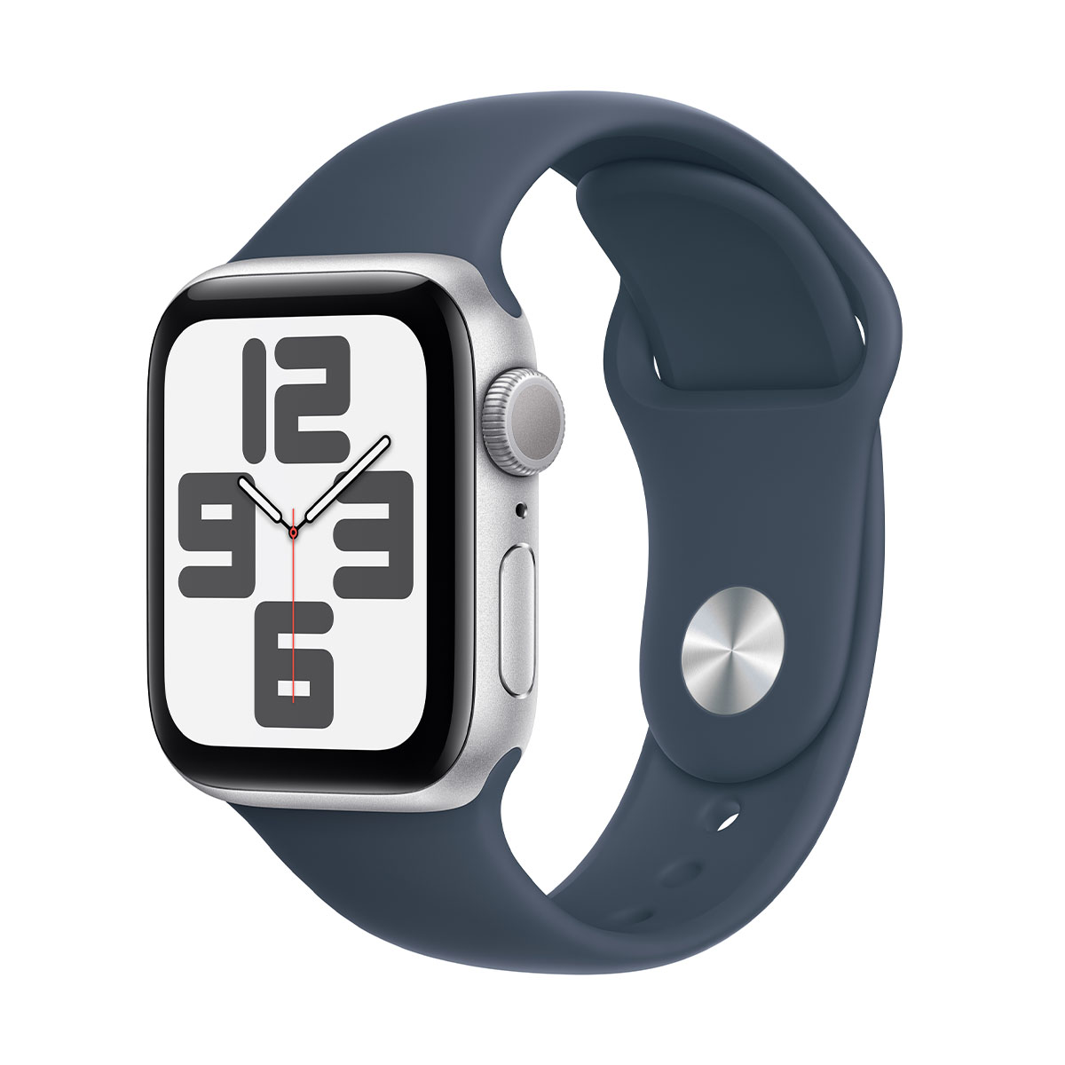 Apple Watch SЕ 2-пок. GPS, 40мм, Серебристый, Спортивный ремешок цвета "синий шторм" M/L