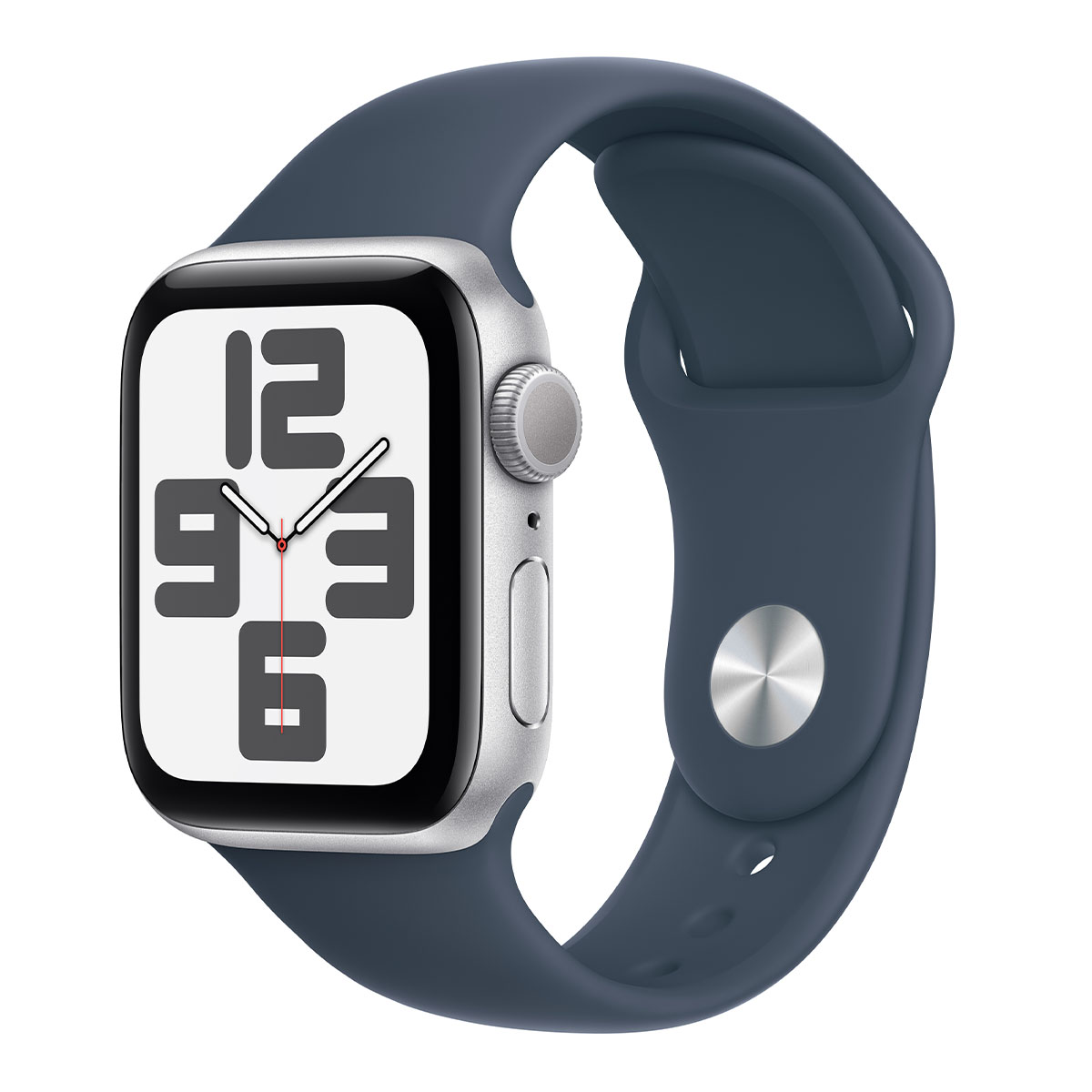 Apple Watch SЕ 2-пок. GPS, 44мм, Серебристый, Спортивный ремешок цвета "синий шторм" S/M