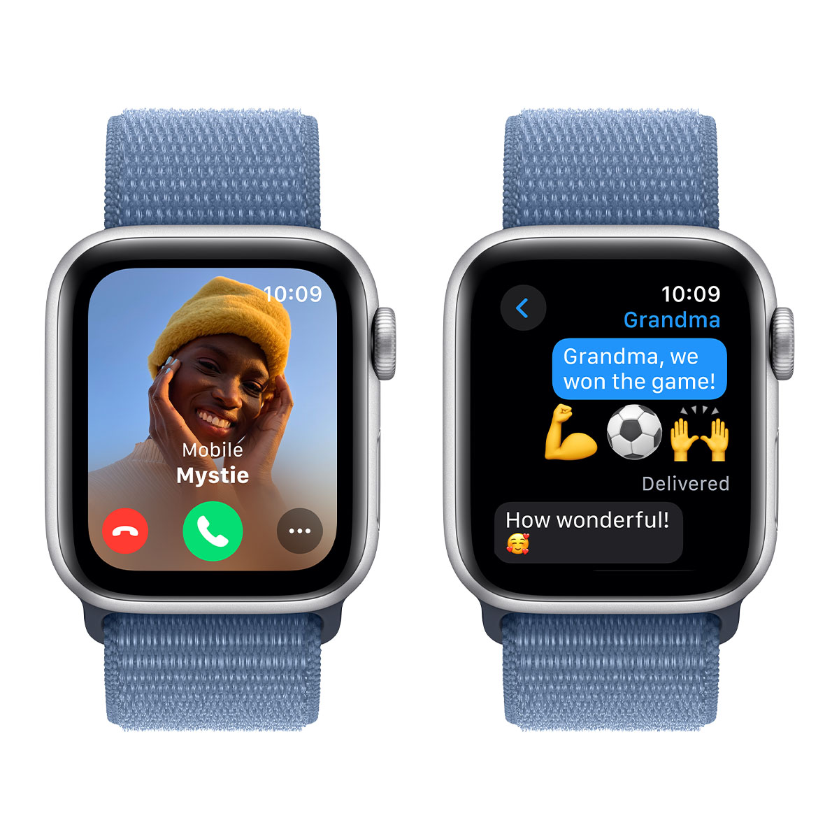 Apple Watch SЕ 2-пок. GPS, 44мм, Серебристый, Спортивный браслет цвета "синий шторм" 