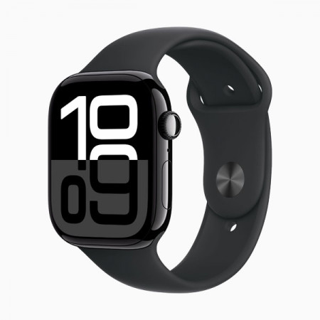 Apple Watch Series 10 GPS, 42 мм, "Оникс", спортивный ремешок черного цвета M/L