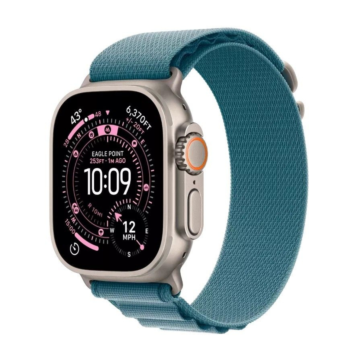 Apple Watch Ultra 3 - поколения, черный циферблат с синим Alpine Loop M 