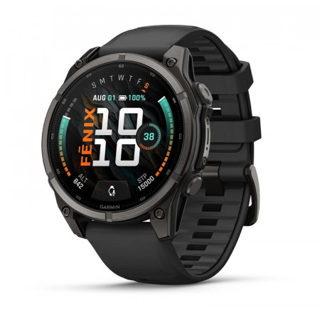 FENIX 9 - 47 ММ, AMOLED, титан с DLC-покрытием, с чёрным силиконовым ремешком