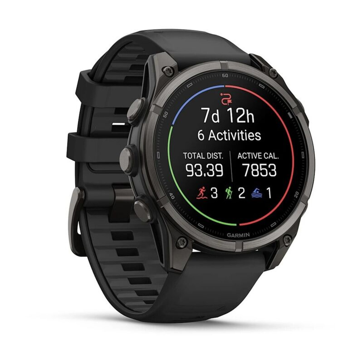 FENIX 9 - 47 ММ, AMOLED, титан с DLC-покрытием, с чёрным силиконовым ремешком