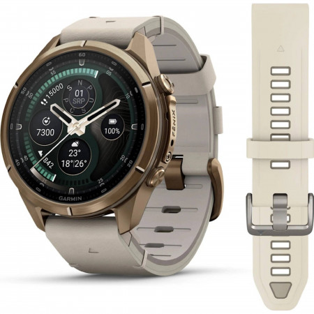 FENIX 9 Pro - 43 ММ, AMOLED, с поддержкой inReach, золотистый титан с кожаным ремешком