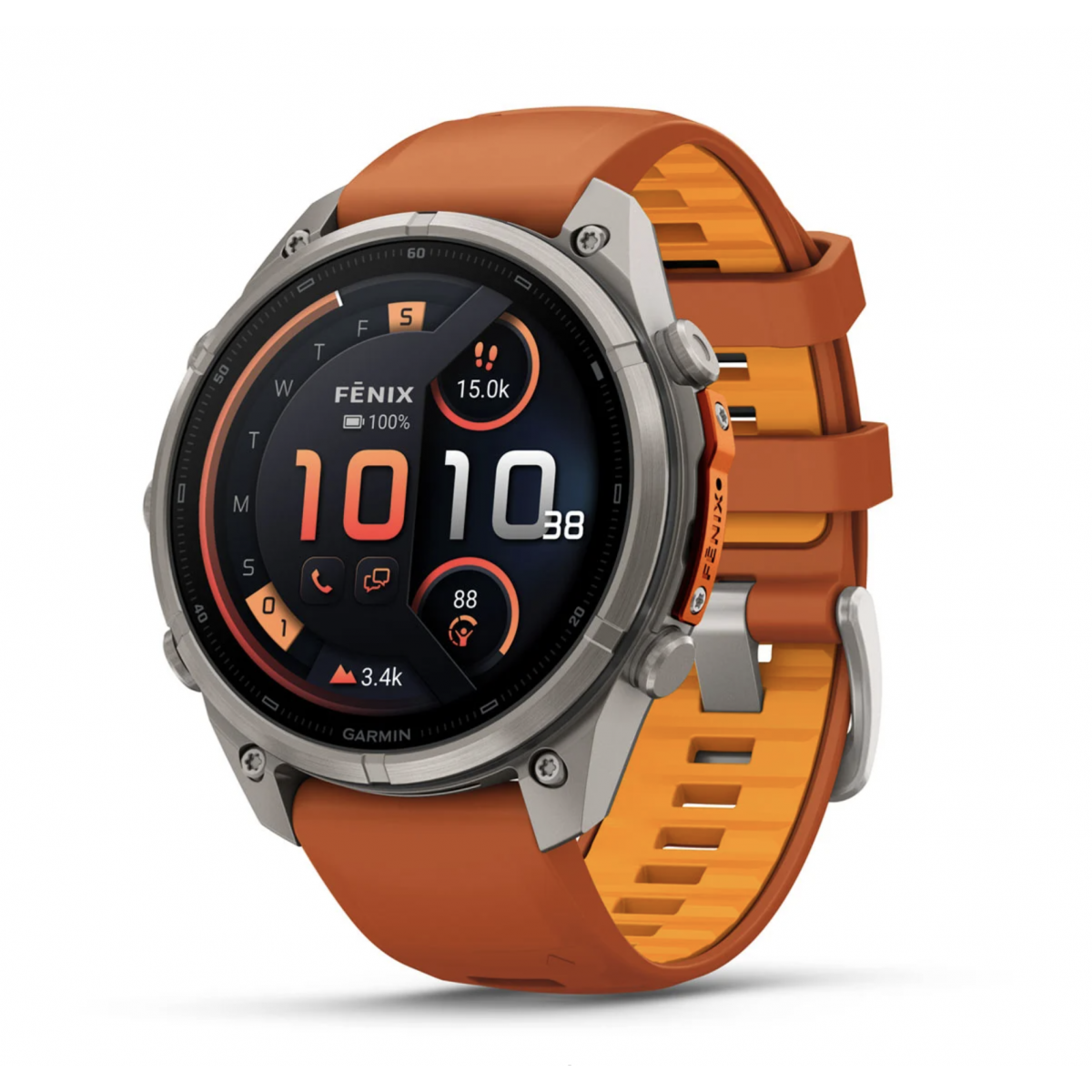 FENIX 9 Pro - 51 ММ, AMOLED, с поддержкой inReach, титан с оранжевым силиконовым ремешком