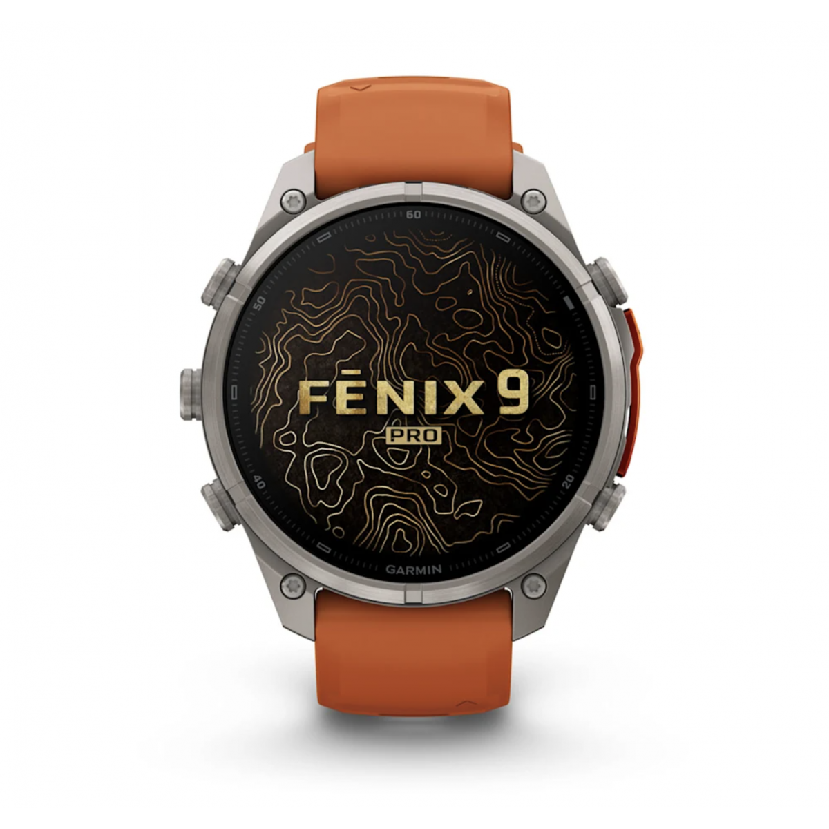 FENIX 9 Pro - 51 ММ, AMOLED, с поддержкой inReach, титан с оранжевым силиконовым ремешком