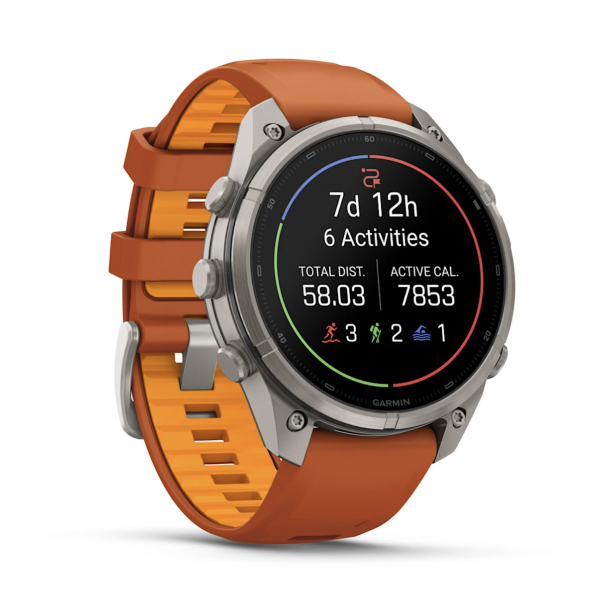 FENIX 9 Pro - 51 ММ, AMOLED, с поддержкой inReach, титан с оранжевым силиконовым ремешком