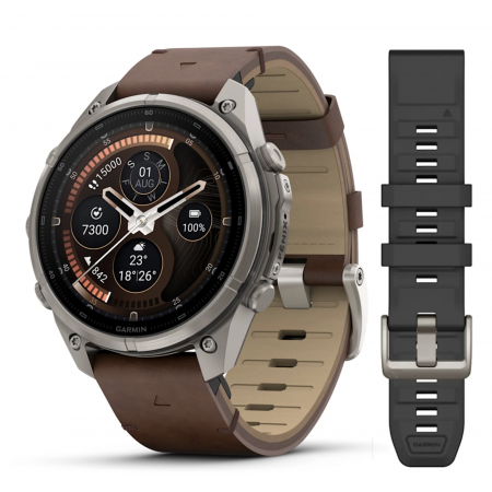 FENIX 9 Pro - 47 ММ, AMOLED, с поддержкой inReach, титан с кожаным ремешком
