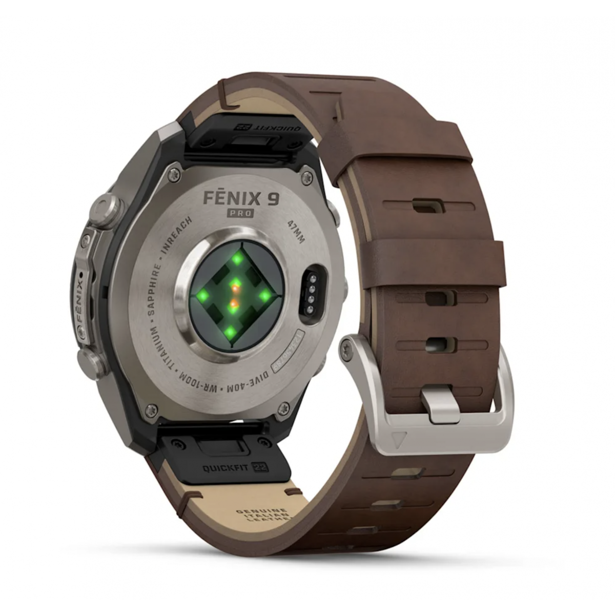 FENIX 9 Pro - 47 ММ, AMOLED, с поддержкой inReach, титан с кожаным ремешком