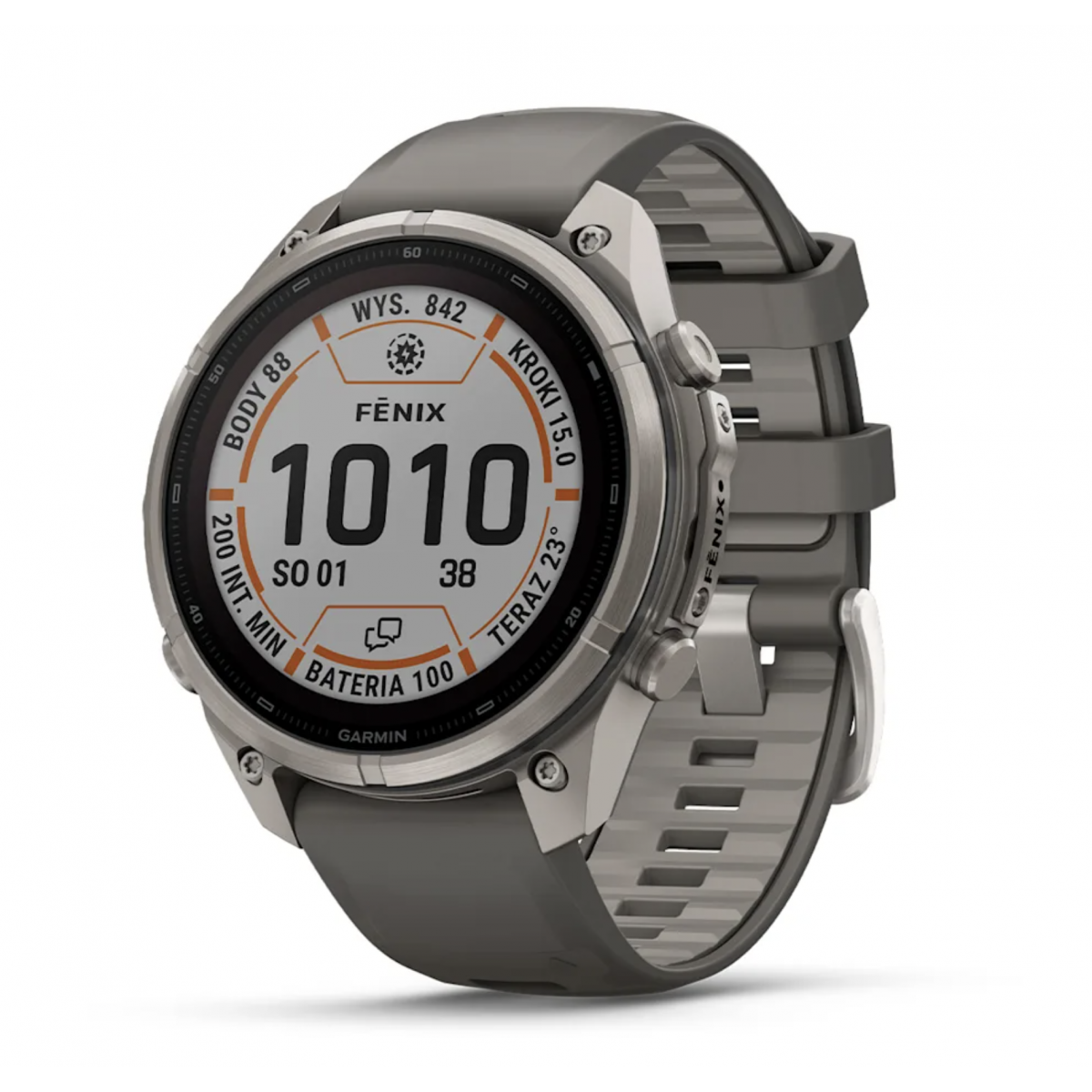 FENIX 9 Pro - 47 ММ, SOLAR, с поддержкой inReach, титан с серым силиконовым ремешком