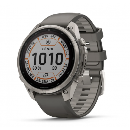 FENIX 9 Pro - 47 ММ, SOLAR, с поддержкой inReach, титан с серым силиконовым ремешком
