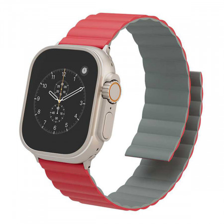 Силиконовый ремешок Levelo для Apple Watch 49 мм, красный/серый
