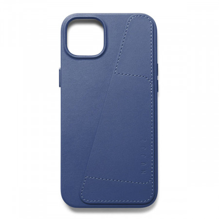 Кожаный чехол Mujjo с кошельком для iPhone 14+/15+ Синий