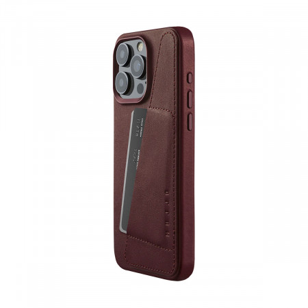 Кожаный чехол Mujjo с кошельком для iPhone 15 Pro Бордовый