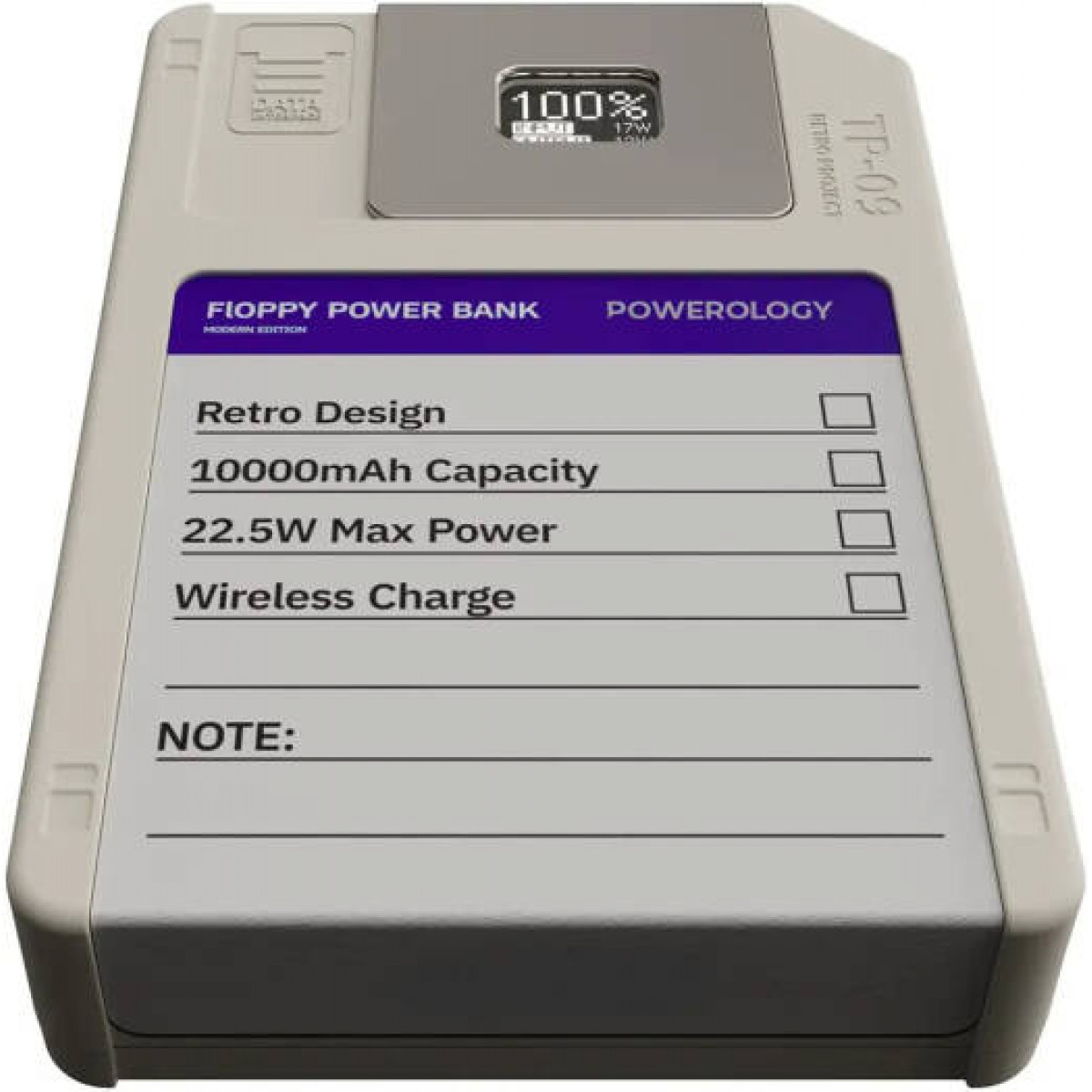 Внешний аккумулятор Powerology FloppyDisk Retro 10000mAh + хранилище данных объемом 64 Гб
