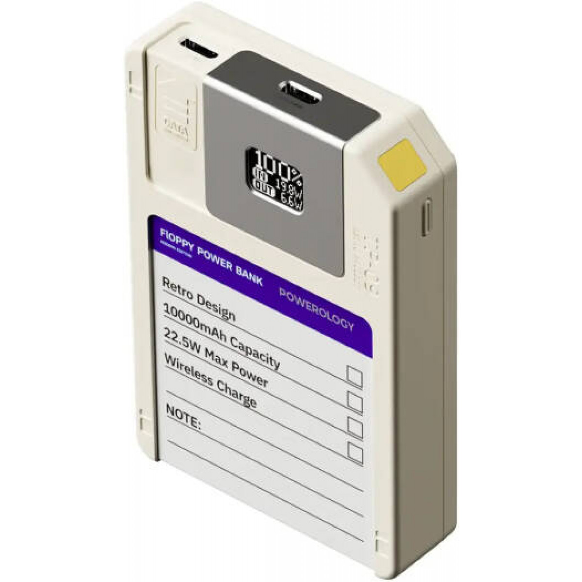 Внешний аккумулятор Powerology FloppyDisk Retro 10000mAh + хранилище данных объемом 64 Гб