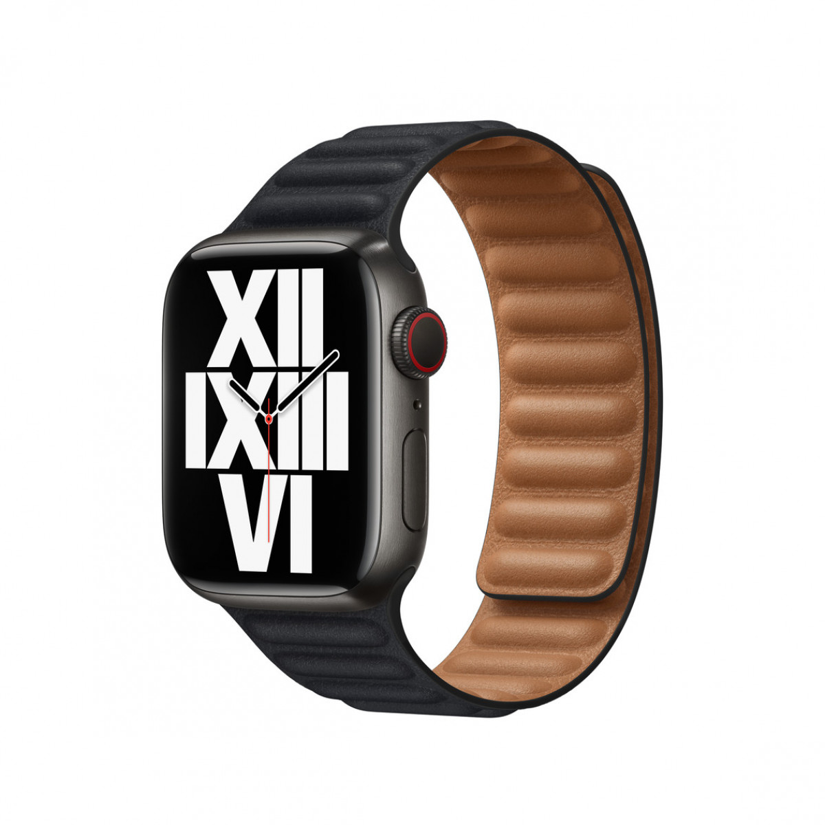 Кожаный ремешок Apple Watch Leather Link 41 мм, размер M/L, цвета «темная ночь»
