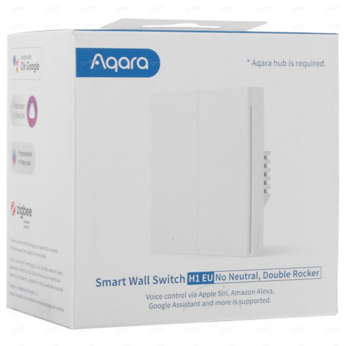 Выключатель двухклавишный без нейтрали Aqara Smart Wall Switch H1 EU