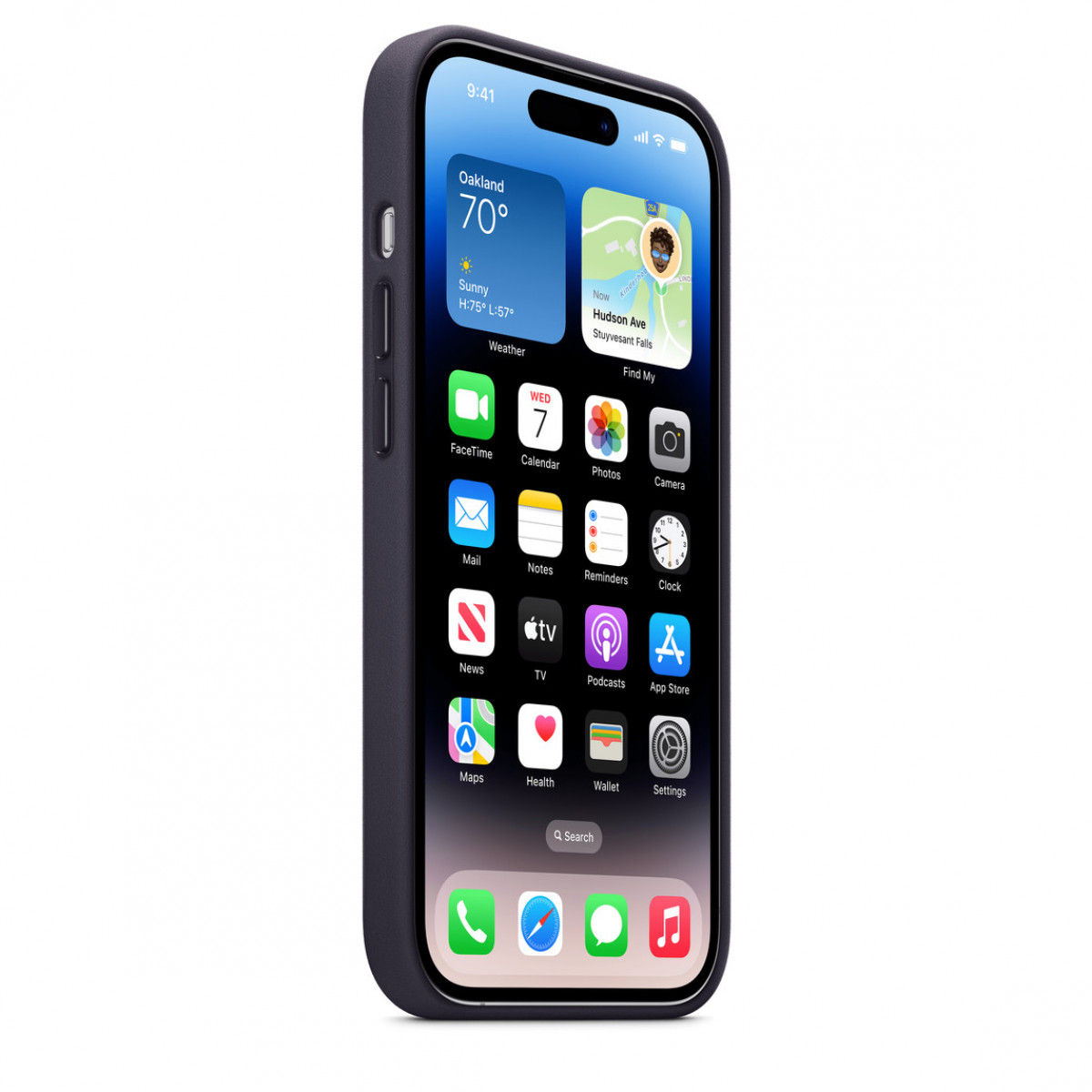 Чехол APPLE Leather Case с поддержкой MagSafe для iPhone 14 Pro Чернила