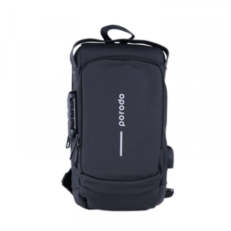 Водонепроницаемая поясная сумка Porodo Lifestyle Oxford с портом USB-A - черный
