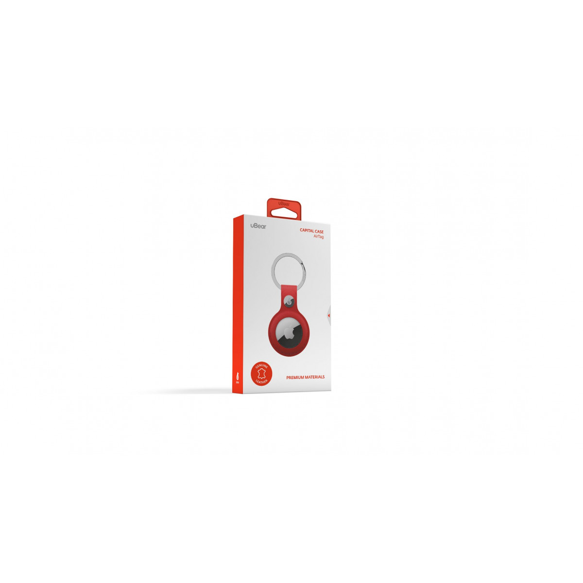 Чехол-брелок uBear Capital Case для AirTag с кольцом-фиксатором, натуральная кожа, красный