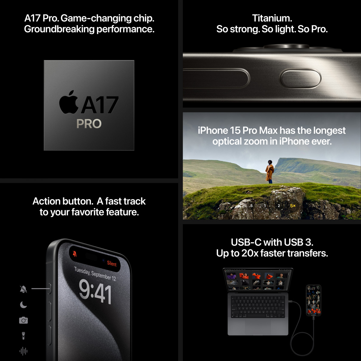 iPhone 15 Pro, 256 ГБ, Black Titanium