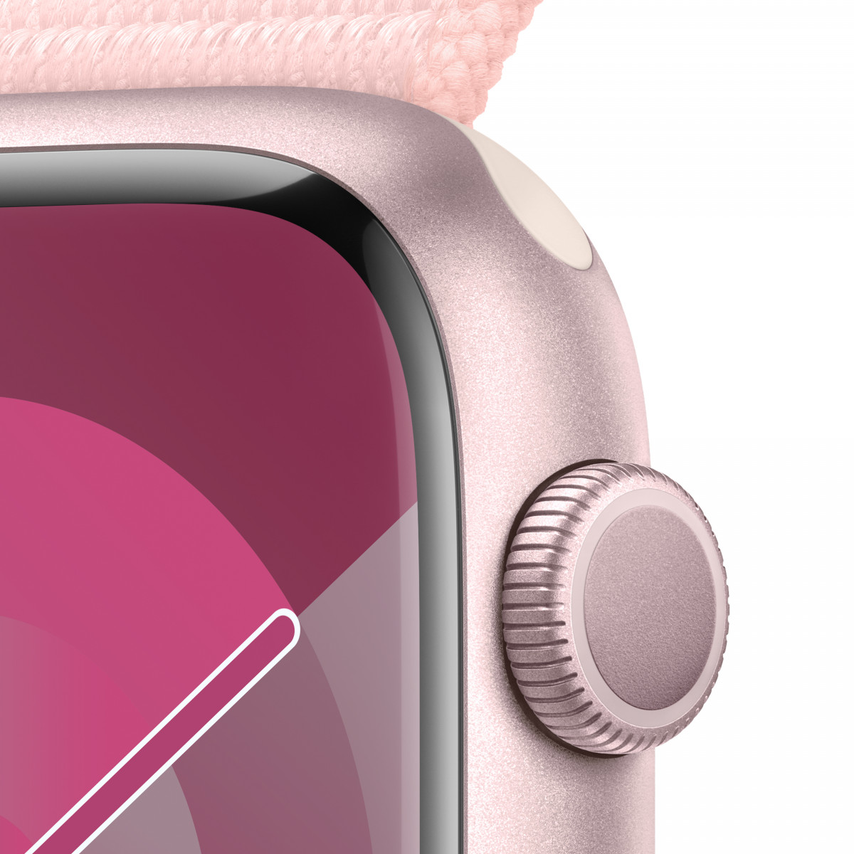 Apple Watch Series 9 GPS, 41 мм, ярко-розовый, спортивный браслет розового цвета 