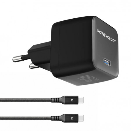 Адаптер Powerology QX 45Вт GaN с кабелем USB-C